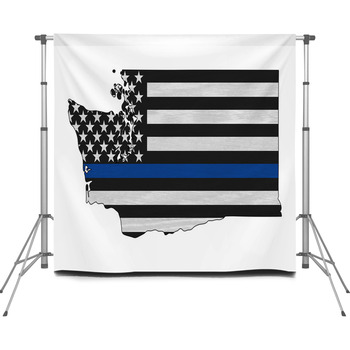 American Thin Blue Line Flag On Custom Size Backdrop