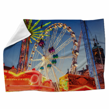 Amusement Park Carousel Beautiful Night Fleece Blanket