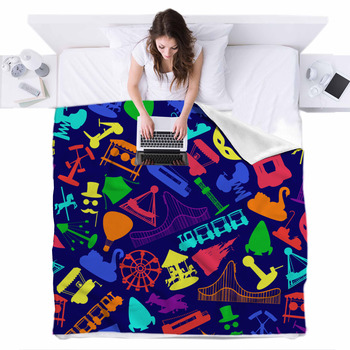 Amusement Park Fleece Bed Blanket
