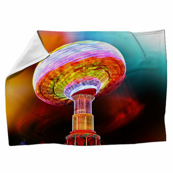 Amusement Park Ride At Night Fleece Blanket