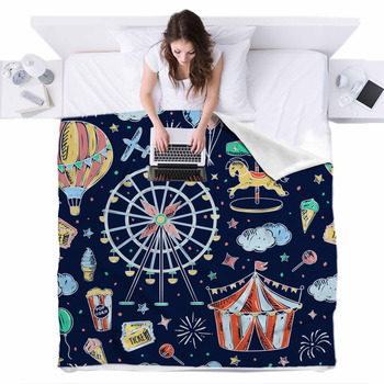 Amusement Park Seamless Vector Fleece Bed Blanket