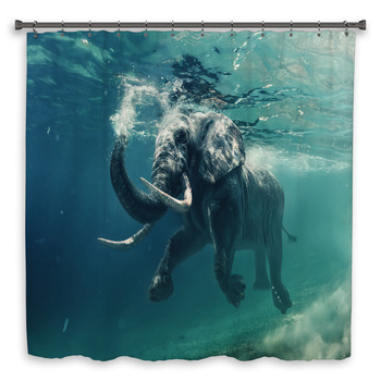 An Elephant Underwater Custom Size Shower Curtain