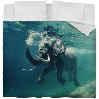 An Elephant Underwater Fleece Bed Blanket