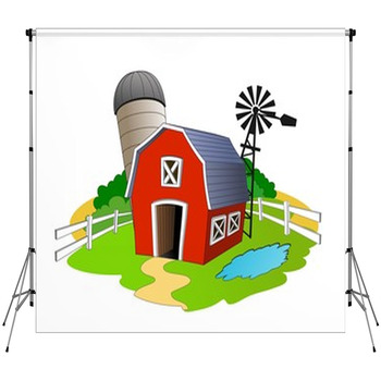 An Illustration Of Barn In The Farm Fleece Backdrop