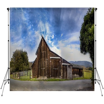 An Old Barn Panoramic Color Image Custom Size Backdrop