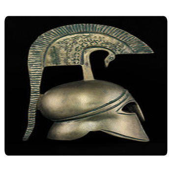 Ancient Greek Helmet Replica On Black Background Area Rug
