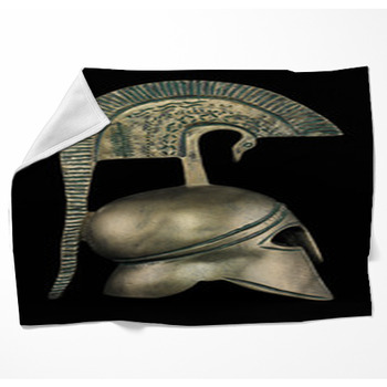 Ancient Greek Helmet Replica On Woven Throw Blanket