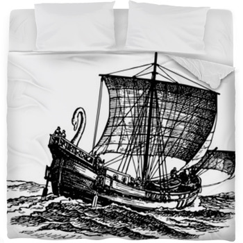 Ancient Sailboat At Sea Fleece Bed Blanket