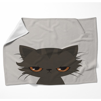 Angry Cat Cartoon Cute Grumpy Cat Woven Throw Blanket