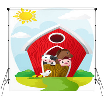 Animals In Barn Fleece Backdrop