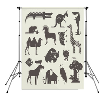 Animals Set Pole Pocket Backdrop