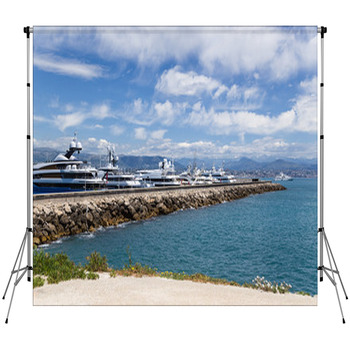 Antibes, France. Yachts In Port Vauban Fleece Backdrop