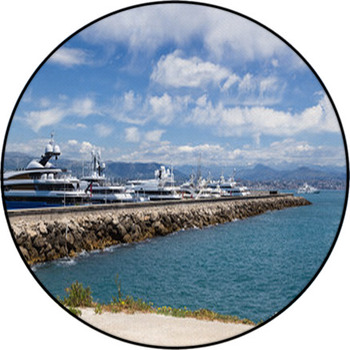 Antibes, France. Yachts In Port Vauban -12 Round Rug