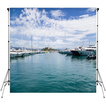 Antibes, France. Yachts In Port Vauban Fleece Backdrop
