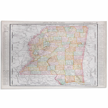 Antique Vintage Color Map Of Mississippi Ms Area Rug