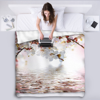 Apricot Flowers In Spring, Floral Fleece Blanket