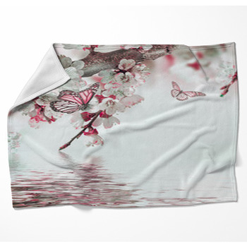 Apricot Flowers In Spring, Floral Woven Throw Blanket