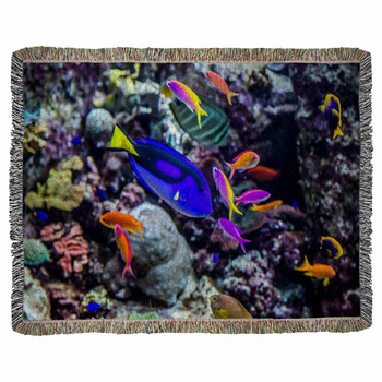 Aquarium Tropical Fish On A Coral Woven Throw Blanket