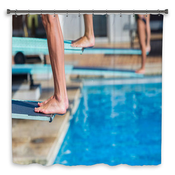 Aquatic Pool Divers Board Custom Size Shower Curtain