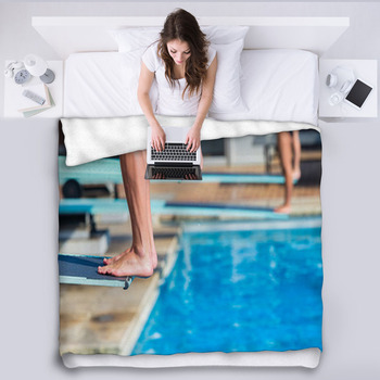 Aquatic Pool Divers Board Feet Fleece Bed Blanket