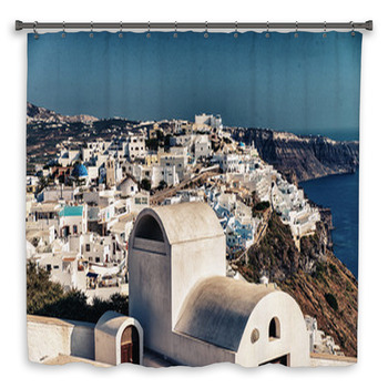 Architecture And Colors Of Imerovigli, Shower Curtain