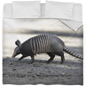 Armadillo Crossing The Road Fleece Bed Blanket