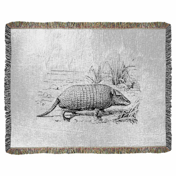 Armadillo Dasypus Vintage Engraved Woven Throw Blanket