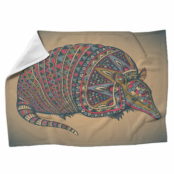 Armadillo Hand Drawn Tribal Illustration Fleece Blanket