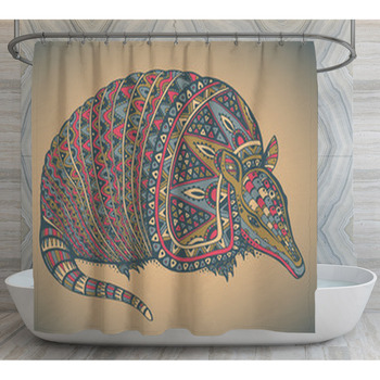 Armadillo Hand Drawn Tribal Illustration Shower Curtain