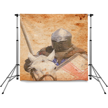 Armored Knight On Warhorse - Retro  Pole Pocket Backdrop