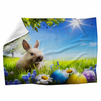 White Background African American Easter Bunnies Throw Blanket 