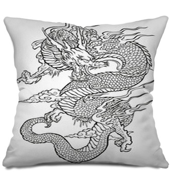 Asian Dragon Tattoo Throw Pillow