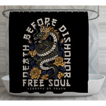 Asian Dragon With Roses With A Slogan Shower Curtain
