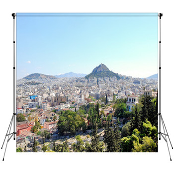 Athens City And Lycabettus Mount, Greece Fleece Backdrop