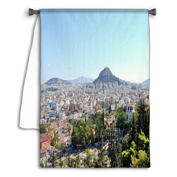 Athens City And Lycabettus Mount, Greece Towel