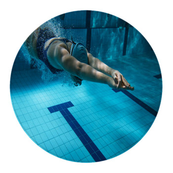 Athlete At The Swimming Pool Underwater Photo Round Rug