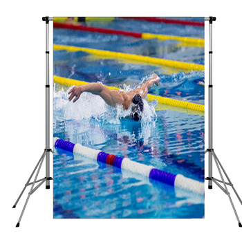 Athlete Male Swimmer Swimming In Pole Pocket Backdrop