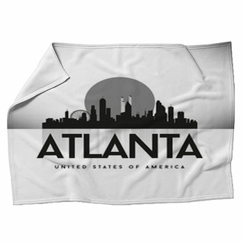 Atlanta Usa Skyline Silhouette Black Fleece Blanket