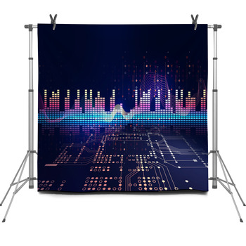 Audio Waveform Abstract Technology Fleece Backdrop