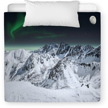 Aurora And Moon In Mountains Toddler Duvet