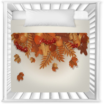 Autumn Banner, Vector Illustration Baby Crib Comforter