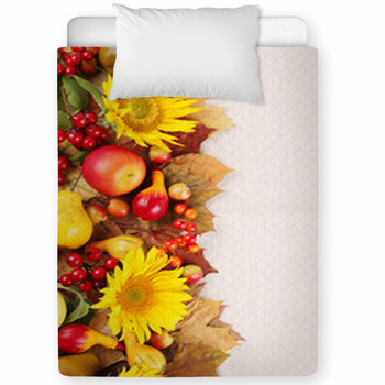 Autumn Frame With Fruits,pumpkins And  Toddler Comforter