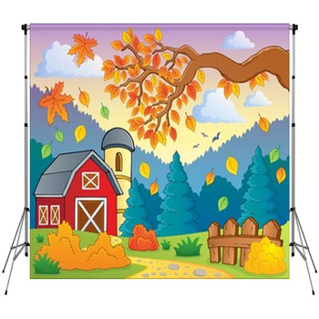 Autumn Theme Landscape 1 Fleece Backdrop
