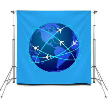 Aviation Routes Around The World Custom Size Backdrop