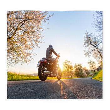 Back View Of Motorcycle Driver On Custom Size Floor Mat