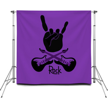 Background With Rock And Roll Sign Custom Size Backdrop