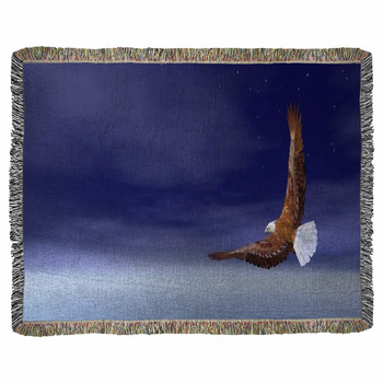 Bald Eagle Flying - 3D Render Woven Throw Blanket