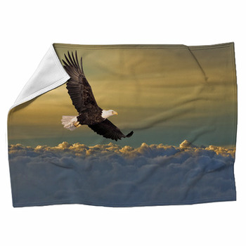 Bald Eagle Flying Above The Clouds Fleece Blanket