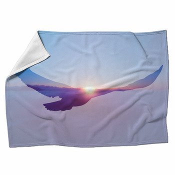 Bald Eagle On Sunset Sky Background Fleece Blanket