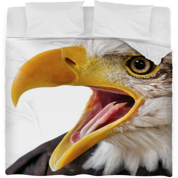 Bald Eagle Portrait Close-up Fleece Bed Blanket